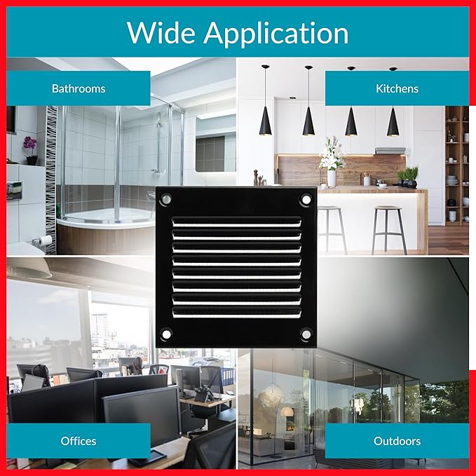 2x2 Vent Cover (Duct Opening) - Black HVAC Return Air Grille for Wall and Ceiling - Metal AC Vent Cover with Mesh - Rectangular Ventilation Register - External Dimensions: 3.94" W x 3.94" H - Image 7