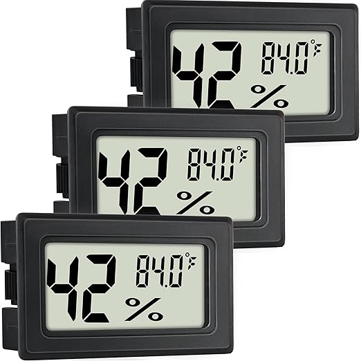 Indoor Hygrometer Thermometers 3 Pack Humidity Meters Gauge Mini Digital Thermometer Hygrometer with Fahrenheit (℉) for Humidors, Refrigerator, Greenhouse, Garden, Cellar, Closet by EWPJDK