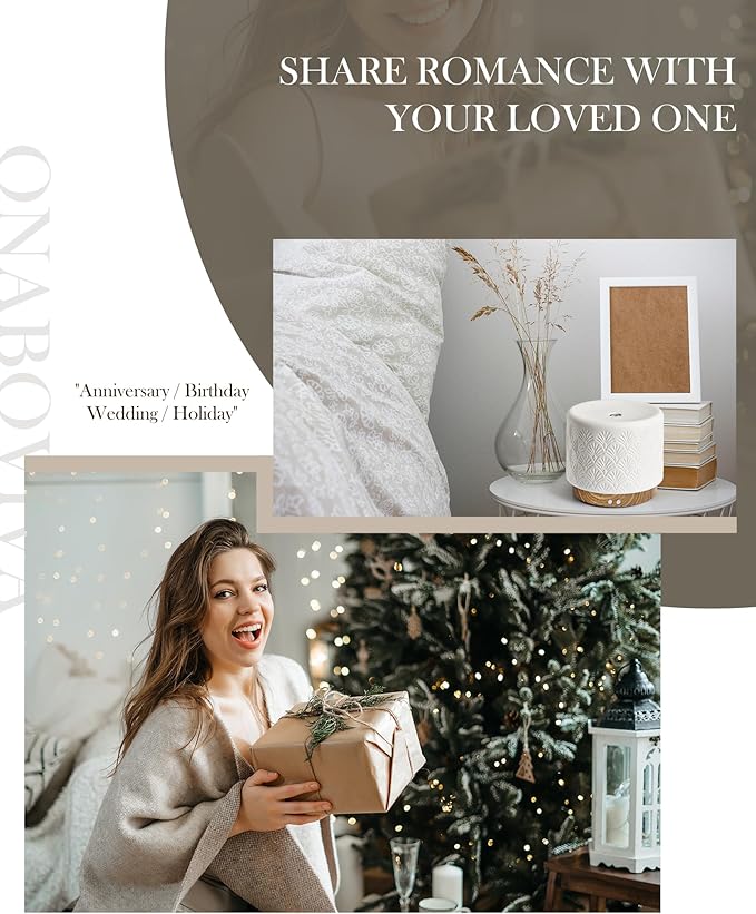 Essential Oil Diffuser, 280ml Ceramic Aromatherapy Diffuser for Large Room, 2.4MHz Ultrasonic Cool Mist Diffuser Oil Machine, Quiet & Intelligent Aroma Diffuser for Home Office SPA Yoga - Image 7
