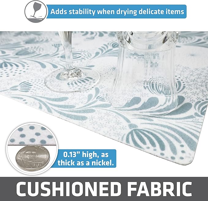 Drymate Premium Luxury Shelf & Drawer Liner, Thick Cushioned Fabric, Non-Adhesive, Absorbent, Waterproof, Slip-Resistant, Liners for Kitchen Cabinets (USA Made)(12”x59”)(24-Pack)(Light Blue) - Image 5