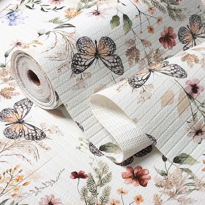 Floral Shelf Liners Non Adhesive and Strong Non-Slip Shelf and Drawer Liners for Kitchen Cabinet Wire Fridge, Waterproof Shelf Drawer Liner,Easy to Clean,12IN x 10FT by Amiitay