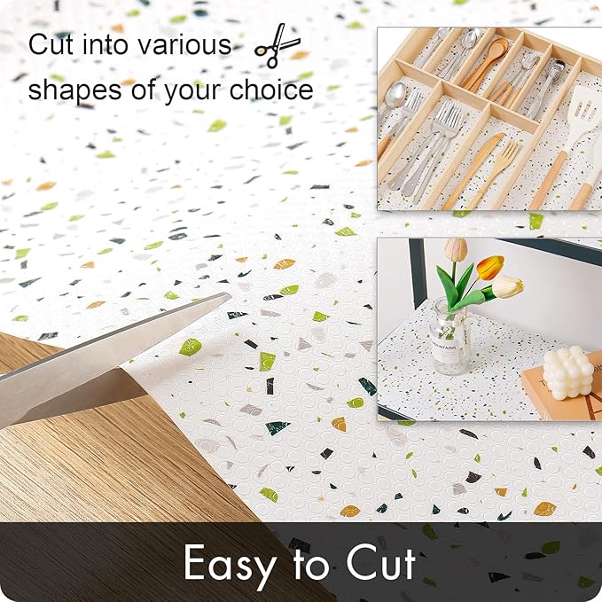 Cooyes Shelf Liner – Premium Non-Adhesive Cabinet and Drawer Liner for Kitchens – Waterproof Shelf Paper with Modern Pattern – Durable EVA Cabinet Mat – Easy to Cut - Image 4