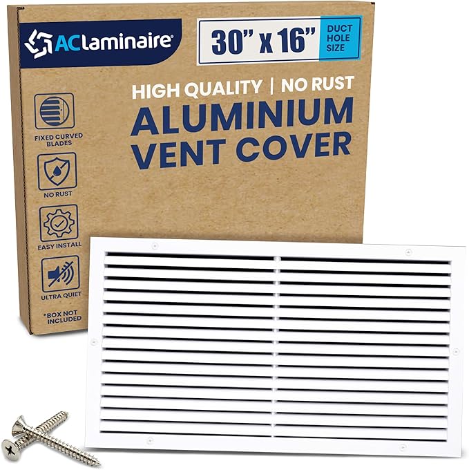 30x16 Inch (Duct Opening) Air Return Vent Cover Decorative – Premium Aluminum AC Vent Cover for Ceiling & Wall, Rustproof Grille, Ideal for Home HVAC Grille, Durable & Easy to Install by ACLAMINAIRE by LAMINAIRE