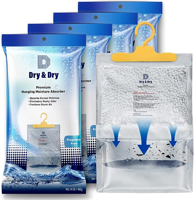 Dry & Dry 4 Pack Premium Moisture Absorbers for Home, Basement & Bedroom - Small Dehumidifiers by DryDry