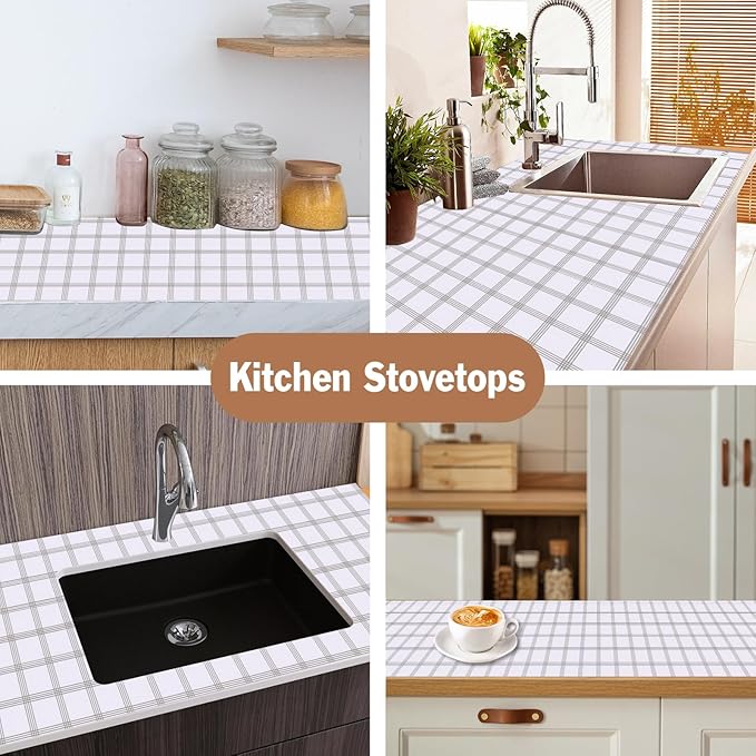 Shelf Liners for Kitchen Cabinets 12in x 10FT, Non Adhesive Drawer Liner White Square Thickened Shelf Liner Non-Slip Easy to Clean for Tool Box Refrigerator with Knife and Tape Measure - Image 5