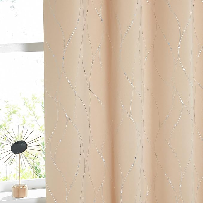 NICETOWN Bedroom Room Darkening Curtains - Triple Weave Microfiber Grommet Top Thermal Insulated Solid Room Darkening Panels/Drapes for Kid's Room (Biscotti Beige, 1 Pair, 52 inches by 95 Inch) by NICETOWN