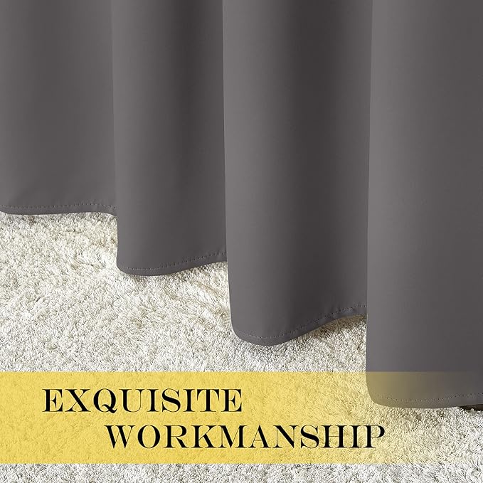 NICETOWN Blackout 118 inch Long Curtain for Living Room, Grommet Room Divider Sound Reducing Window Treatment for Sliding Glass Door/Bedroom, Gray, W66 x L118, 1 Panel - Image 7