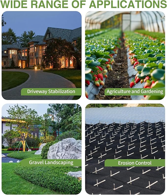 6.5ftx300ft Weed Barrier Landscape Fabric Heavy Duty, Premium 3OZ Garden Geotextile Fabric, Outdoor Weed Blocker Landscaping Fabric, for Driveway Mats, Erosion Control, Ground Cover Weed Barrier - Image 7