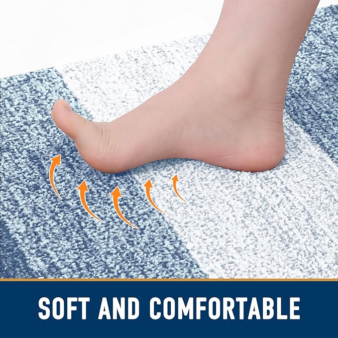 Smiry Dog Door Mat for Muddy Paws, Absorbs Moisture and Dirt, Low-Profile Entryway Mat with Non-Slip Backing, Entry Indoor Outdoor Doormat for Inside Floor (59x35 Inches, Light Blue, Striped) - Image 5