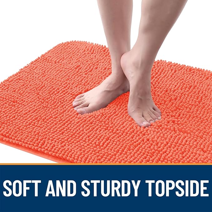OLANLY Dog Door Mat for Muddy Paws 40x24, Absorbs Moisture and Dirt, Absorbent Non-Slip Washable Doormat, Quick Dry Chenille Mud Mat for Dogs, Entry Indoor Entryway Carpet for Inside Floor, Coral - Image 4