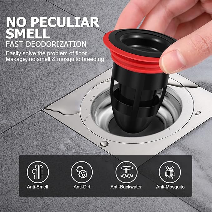 IMIKEYA Odor-Proof Shower Drain Plug, 2Pcs Shower Floor Drain Tub Hair Catcher Backflow Preventer Sewer Core Anti-Odor Plug for Kitchen Bathroom, Fits 1.5''-2'' ID Sewers, and Pipes - Image 2