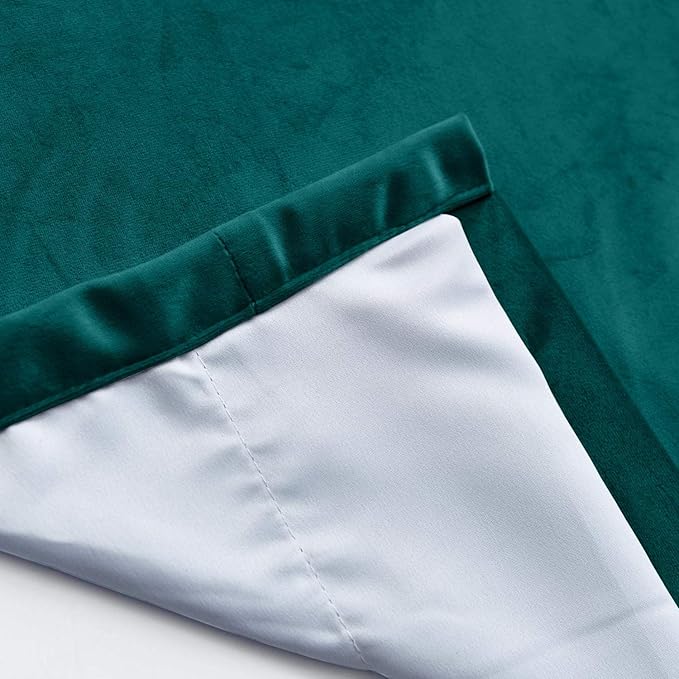 ChadMade Extra Long Blackout Lined Premium Velvet Curtain Everlade Teal 72Wx120L Inch (1 Panel), Eyelet Grommet for Livingroom Bedroom Theater Studio, Leon Collection - Image 5