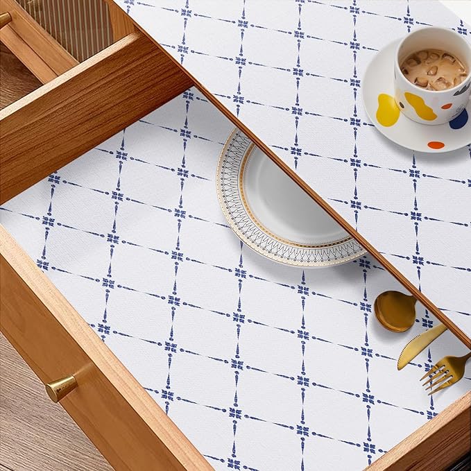 Drawer Shelf Liner for Cabinet,Slip Resistant Non Adhesive Liner for Kitchen, BPA Free Shelf Liners for Cabinets, Bathroom Cupboard Drawers,12IN x 20FT,Blue Stripe - Image 9