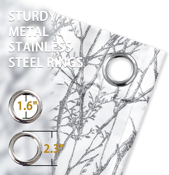 DriftAway Tree Branch Blackout Curtains Double Layer 84 Inches Long for Bedroom Printed Patterned Classic Thermal Insulated Summer Sound Lined Grommet Drapes for Living Room 2 Panels Gray/White - Image 7