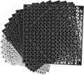 MYFAMIREA Modular Interlocking Cushion 12 Pack 11.8" x 11.8" Rubber Floor Tiles Non-Slip Splicing Drainage Mats for Deck, Pool, Outdoor Shower, Patio, Balcony, Indoor Bathroom, Kitchen (Gary Black) by MYFAMIREA