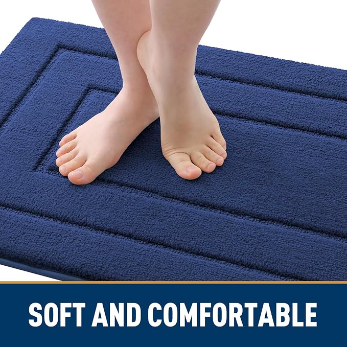 Smiry Dog Door Mat for Muddy Paws, Absorbs Moisture and Dirt, Low-Profile Entryway Mat with Non-Slip Backing, Entry Indoor Outdoor Doormat for Inside Floor (30x20 Inches, Navy Blue, Bordered) - Image 5