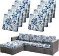 8pcs Floral Printed Stretchy Sofa Cushion Covers for Outdoor Furniture, Sofa Seat Replacement Cover, Flexible Chair Cushion Cover for Porch Garden Furniture Protection(Cover Only) by CALBODE