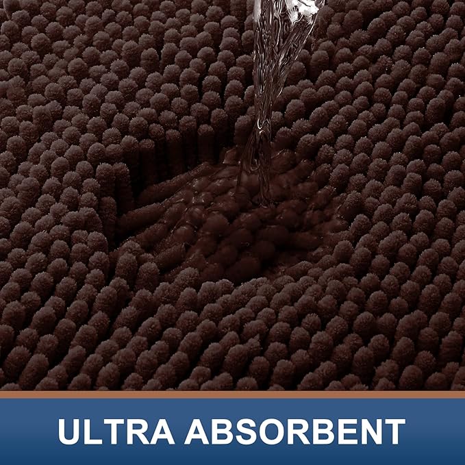 Smiry Luxury Chenille Toilet Rugs U-Shaped 20x20, Soft Absorbent Non-Slip Contour Bathroom Rugs for Toilet, Machine Washable Contoured Bath Mats, Brown - Image 4