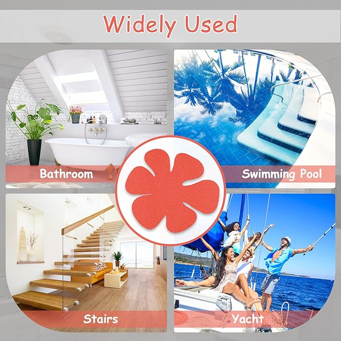 S&X Non Slip Bathtub Stickers,Pack of 12 PCS Lucky Flower Shower Floor Non Slip Stickers –Comfortable Grip On Slipper Surfaces - Image 8