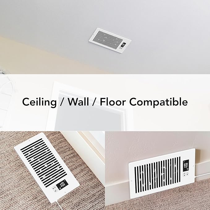 Quietcool Register Booster Fan for 6" x 12" Registers - Smart App Control - Quiet Vent Fan with Auto Thermostat - 10 Speeds - Image 3