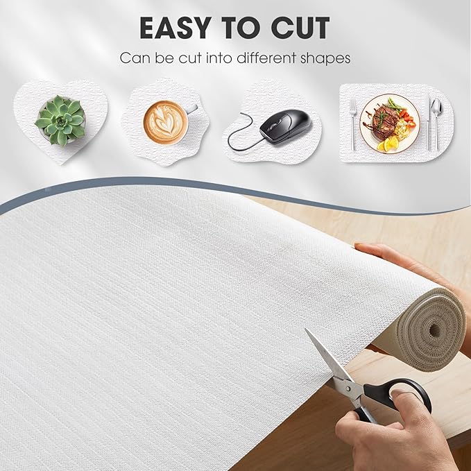 Drawer and Shelf Liner, Non-Slip Kitchen Cabinet Liners Non-Adhesive Thick Strong Grip Waterproof Washable Mats Protect Dresser Shelves Cupboard Bathroom Cabinets, White, 20 in X 30 FT - Image 4