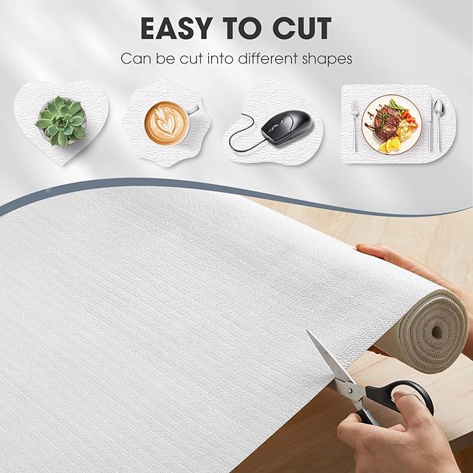 Drawer and Shelf Liner, Non-Slip Kitchen Cabinet Liners Non-Adhesive Thick Strong Grip Waterproof Washable Mats Protect Dresser Shelves Cupboard Bathroom Cabinets, White, 24 in X 10 FT - Image 4