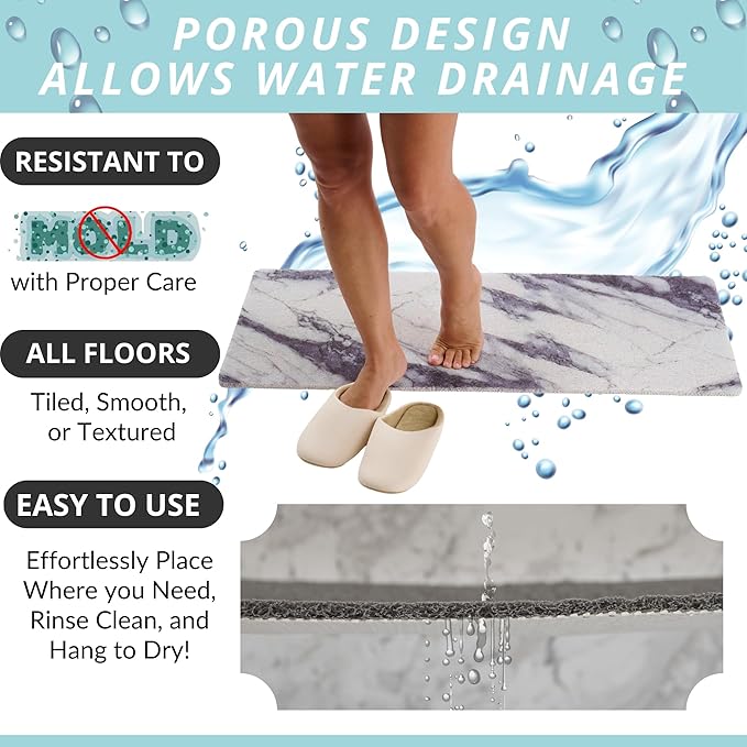 Non Slip Bathtub Mat Shower Mat for Tub - Loofah Bath Mats for Bathroom - 40x16 Bathtub Floor Mat - Textured Anti Slip Bath Mat Without Suction Cups - Secure Mat for Wet Areas (40x16 Blue Grey) - Image 5