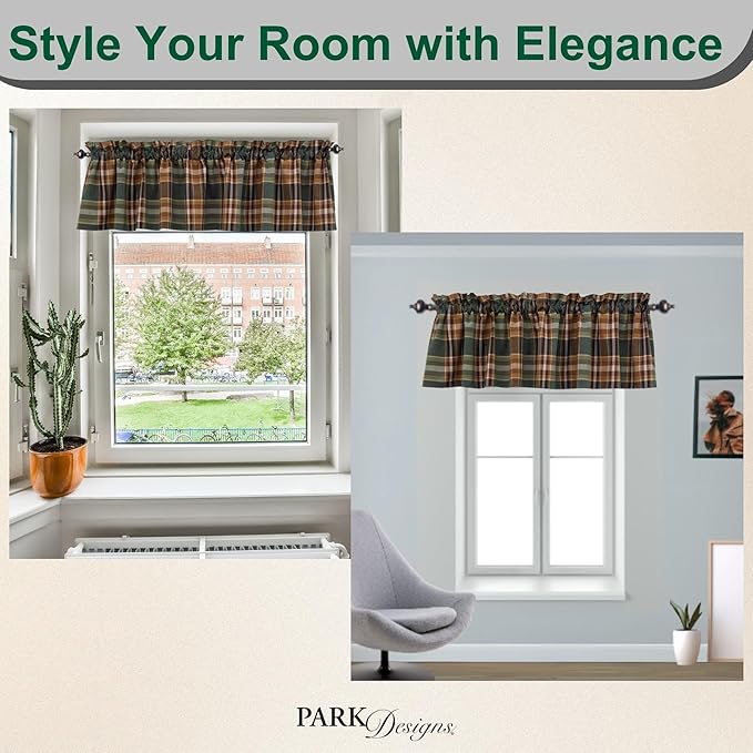 Park Designs Farmhouse Kitchen Valances for Windows - Rustic Lodge Wood River | Fall Decor Window Valance Curtains | Plaid Curtain Valances for Windows | BOHO Living Rooms & Bathrooms | 72" x 14" - Image 4