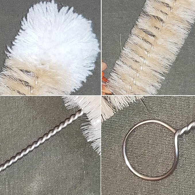 NewFerU Stainless Steel Soda Bottle Cleaning Brush in Natural Boar Bristle Wool Tip Long Handle, Flexible Bendable Thick Wire Cleaner for Narrow Neck Water Baby Bottles Straw Pipe Tube Flask (Big) - Image 3