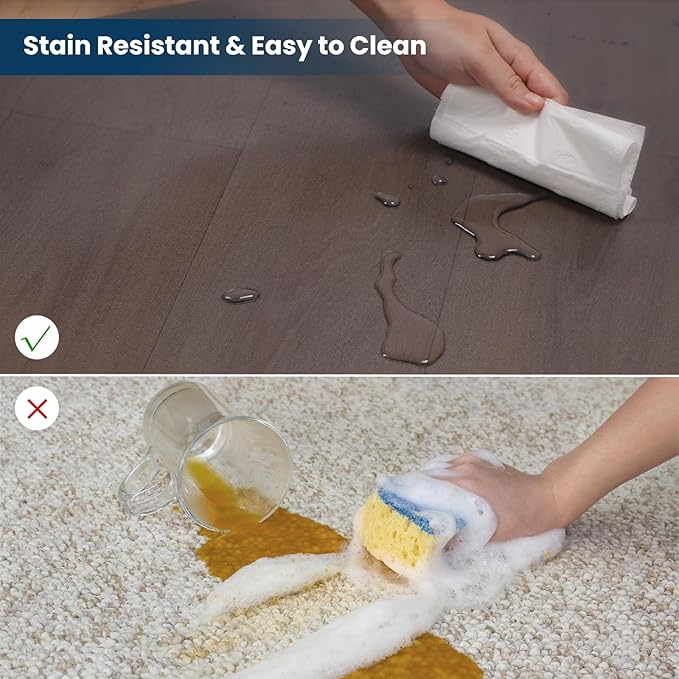 Floor Mats for Home, 5'×7' Translucent Black Vinyl Area Rug for Under Dining Table, Waterproof Non-Slip Hard Floor Living Room Rug, PVC Rolling Chair Protector for Workspace, High Traffic Areas - Image 2