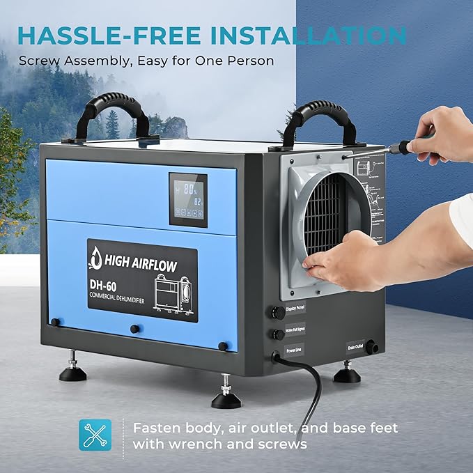 EUHOMY 130 Pint Crawl Space Dehumidifier with Drain Hose, Dehumidifier for Home and Basement, Dehumidify Up to 5500 Sq.Ft Commercial Dehumidifiers, Timer on/off, Automatic Dehumidification - Image 6