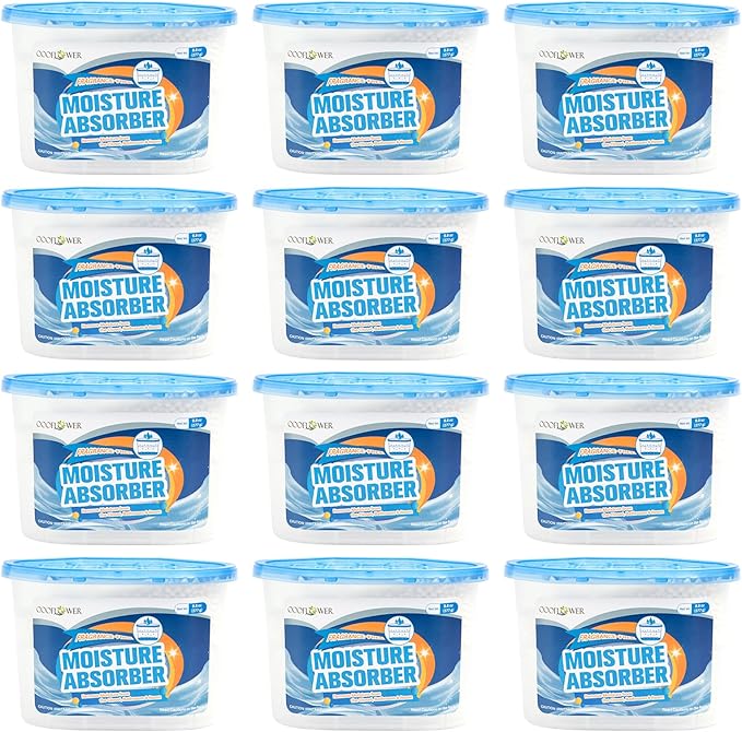 12-Pack Moisture Absorber, 9.8 oz (277g), Traps Moisture & Humidity, Portable Dehumidifier for Closets, Bathrooms, Toilets, Study Rooms, RVs, Basements by Unknown