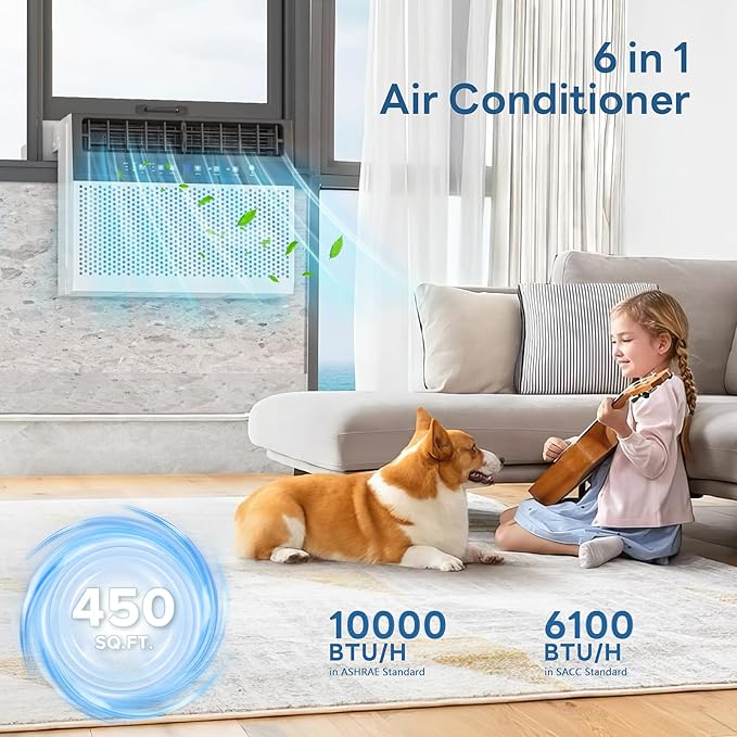 ZAFRO 10000 BTU U Shaped Window Air Conditioner Cools up to 450 Sq. Ft.,Window AC Units with Cool,Fan and Dehumidifier,Air Conditioner Window Units with Quiet Operation, Electronic Controls, White - Image 3