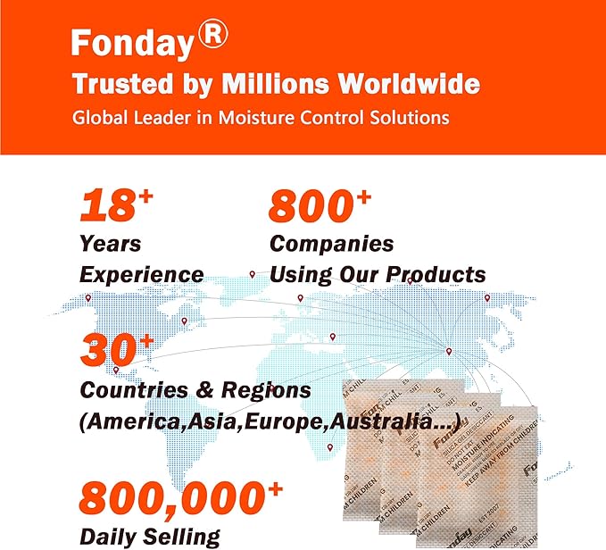20g x 100 Packs Fonday Rechargeable Silica Gel Desiccant Packets Food Grade Fast Reactivate Desiccant Bags Moisture Indicating Orange to Green for Food Storage, Electronics, 3D Filament & Safes - Image 2