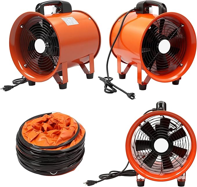 dreamdragon Upgraded 10-Inch Utility Blower Fan, Portable Industrial Exhaust Fan with 33ft Flexible Duct Hose, 3300 RPM Low-Noise Ventilator for Workshops Warehouses and Basements - Image 7