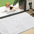 OLANLY Dog Door Mat for Muddy Paws 47x32, Absorbs Moisture and Dirt, Absorbent Non-Slip Washable Doormat, Quick Dry Chenille Mud Mat for Dogs, Entry Indoor Entryway Carpet for Inside Floor, White by OLANLY