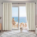 RYB HOME Cream Beige Linen 100% Blackout Curtains for Bedroom W52 x L78, Linen Blackout Curtains Privacy Assurd& Thermal Insulated for Sliding Door/Living Room/Nursery, 2 Panels by RYBHOME