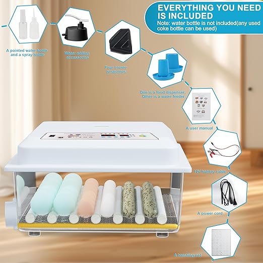 Incubators for Hatching Eggs, 36 Egg Incubator with Automatic Egg Turning and Humidity Control, Chicken, Duck, Goose, Bird, Quail, Incubator for Farm, Lab, Home（White） - Image 8