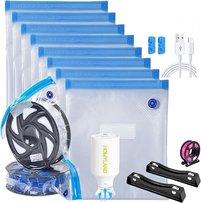 3D Filament Storage Bags with Electric Pump, Dust Proof, Humidity Resistant, Perfect for 3D Printer Filament Storage (20 Bags & Filament Holder & Electric Pump) by Homyland