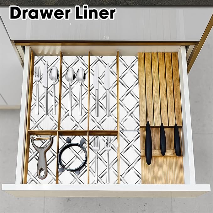 Drawer and Shelf Liner for Kitchen Cabinets Non-Adhesive, Non-Slip Cabinet Liner Shelf Paper Strong Grip Waterproof Easy to Clean for Kitchen Shelves Cupboard,Geometric,12IN X 10FT - Image 7