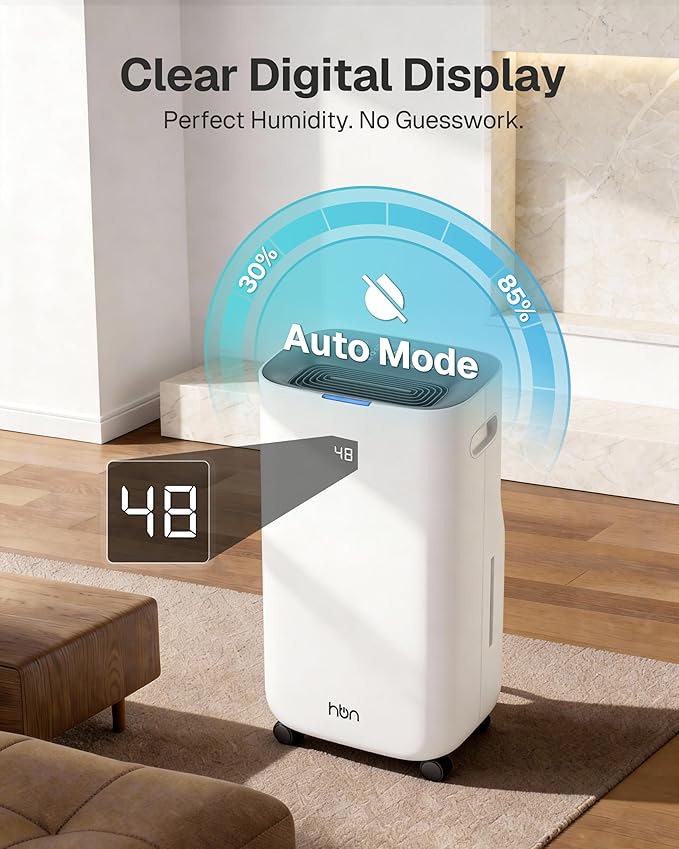 4500 Sq.Ft Dehumidifier for Basement and Large Rooms Max 80 Pint/Day Dehumidifiers with Drain Hose Smart Humidity Control 1.71Gallon Water Tank 24h Timer for Home, Bedroom, RV, Bathroom, - Image 8