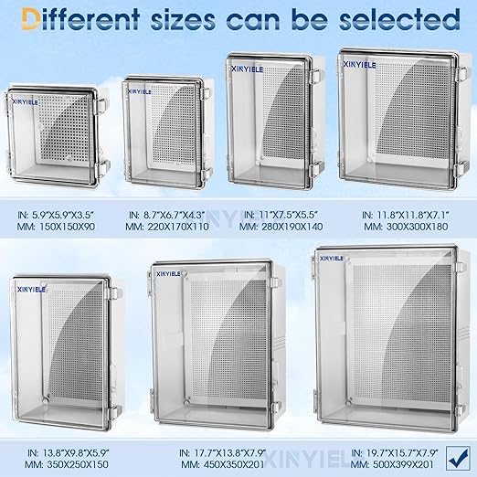 Waterproof Outdoor Project ABS Plastic Junction Box IP67 Weatherproof Dustproof Enclosure with Hinged Cover, Mounting Plate,Wall Brackets for Power Project (Clear,19.7"x15.7"x7.9") - Image 4