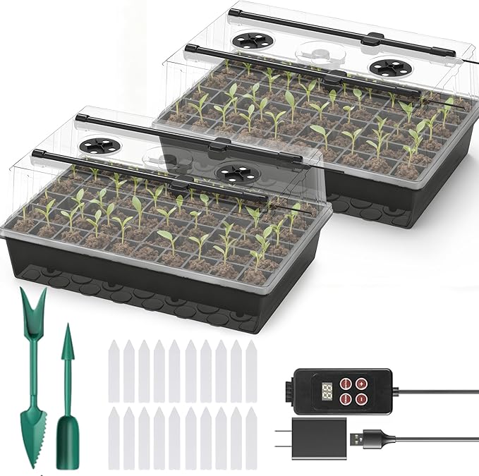 120-Cell Self-Watering Seed Starter Tray with Grow Lights, Upgraded 1–24H Timer, Seed Trays with Humidity Dome, Indoor Gardening System, Starter Kit for Seeds, Plant Germination by Unknown