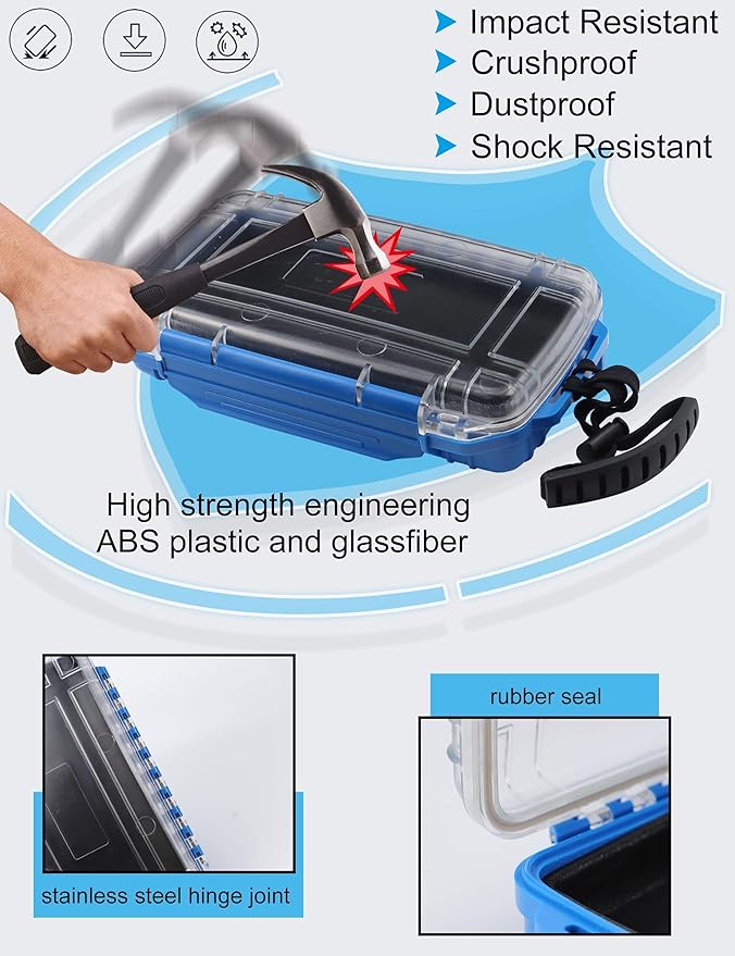 Hlotmeky Dry Box for Kayaking, Boat - Waterproof Phone Case, Small Watertight Storage Box, Diving Dry Case (Blue) - Image 4