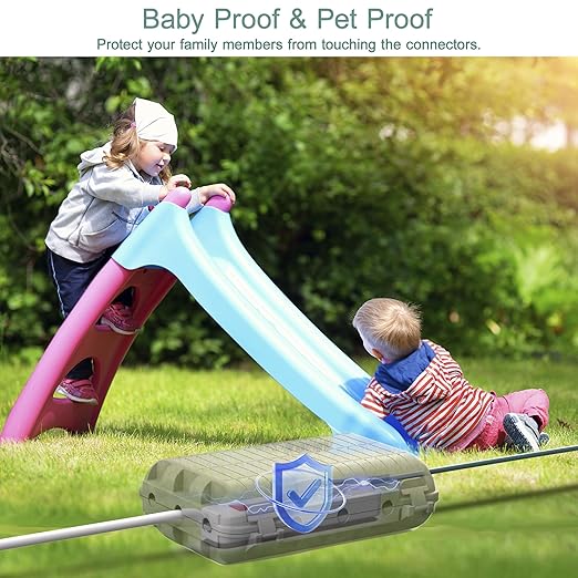 Outdoor Waterproof Electrical Box, Large Extension Cord Cover (9.05x6.61x2.67inch) Plug Protector Cable Connection Safety Box IP54 Water-Resistant for Power Strip, Holiday Light and Decorations, Grey - Image 6