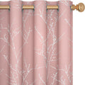 Deconovo Pink Curtains, Blackout Drapes, Thermal Insulated Soundproof Privacy Curtain, Silver Tree Print, 52 x 84 Inch, Machine Washable Window Panels for Girls Bedroom Living Room Nursery, Set of 2 by Deconovo