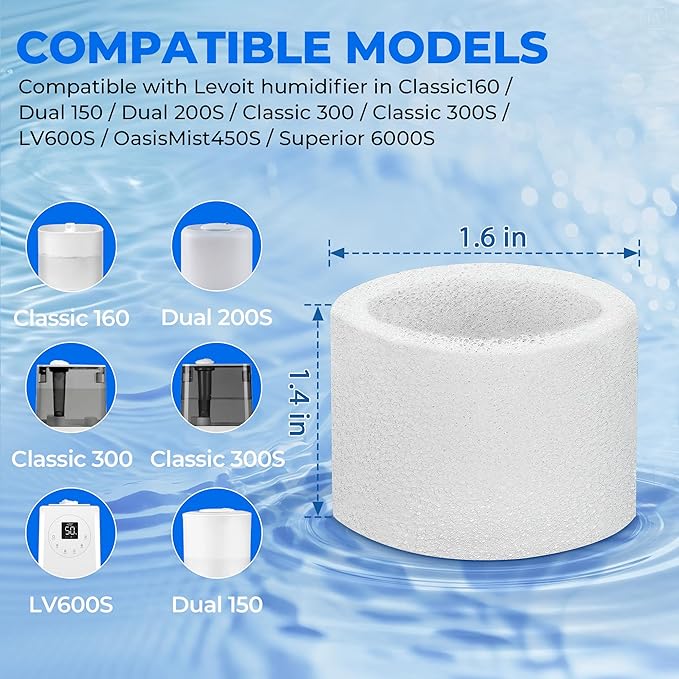 30-Pack Top Fill Humidifier Replacement Filters for LEVOIT Classic160, Dual150, Dual200S, Classic300(S), LV600S, OasisMist 450S, Superior6000S Series Humidifiers by Funmit - Image 2