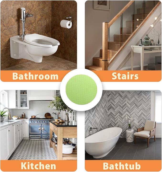 24 PCS Bathtub Non Slip Stickers Green Adhesive Decals Round Shape Anti Slip Shower Stickers Bath Non Slip Stickers for Floor Bathroom Stairs Ladders with Scraper - Image 6