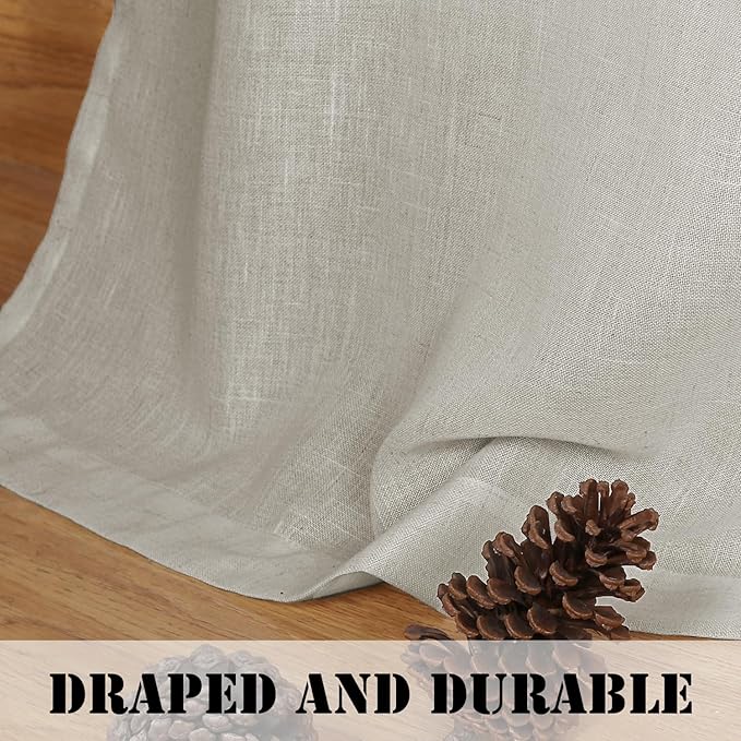 H.VERSAILTEX Linen Curtains Elegant Natural Linen Semi Sheer Curtains Energy Light Filtering Rod Pocket Window Treatments Panels for Living Room (Set of 2, Pale Oak, 52 inch W X 108 inch L) - Image 6