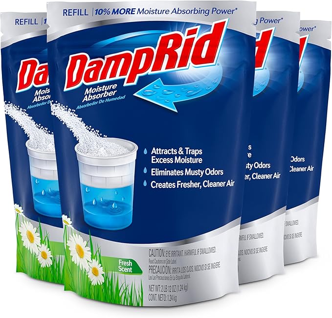 DampRid Refill Bag, 44 oz, 4-Pack - Fresh Scent Moisture Absorbers for Rooms with Excess Humidity, Long-Lasting, Eliminates Musty Odors and Creates Fresher Air by DampRid